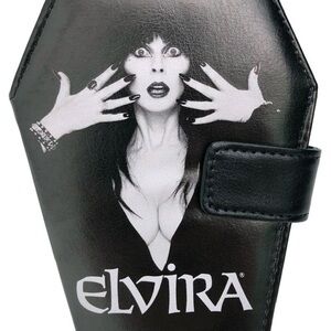 Elvira Coffin-Shaped Black Faux Leather Clutch